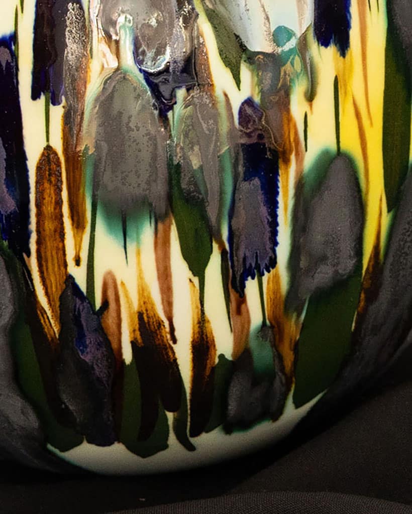 detail of - Sculptural porcelain object by Danish artist Pia Andersen, created with underglazes, oxides and 14-carat gold through an intricate three-firing process.